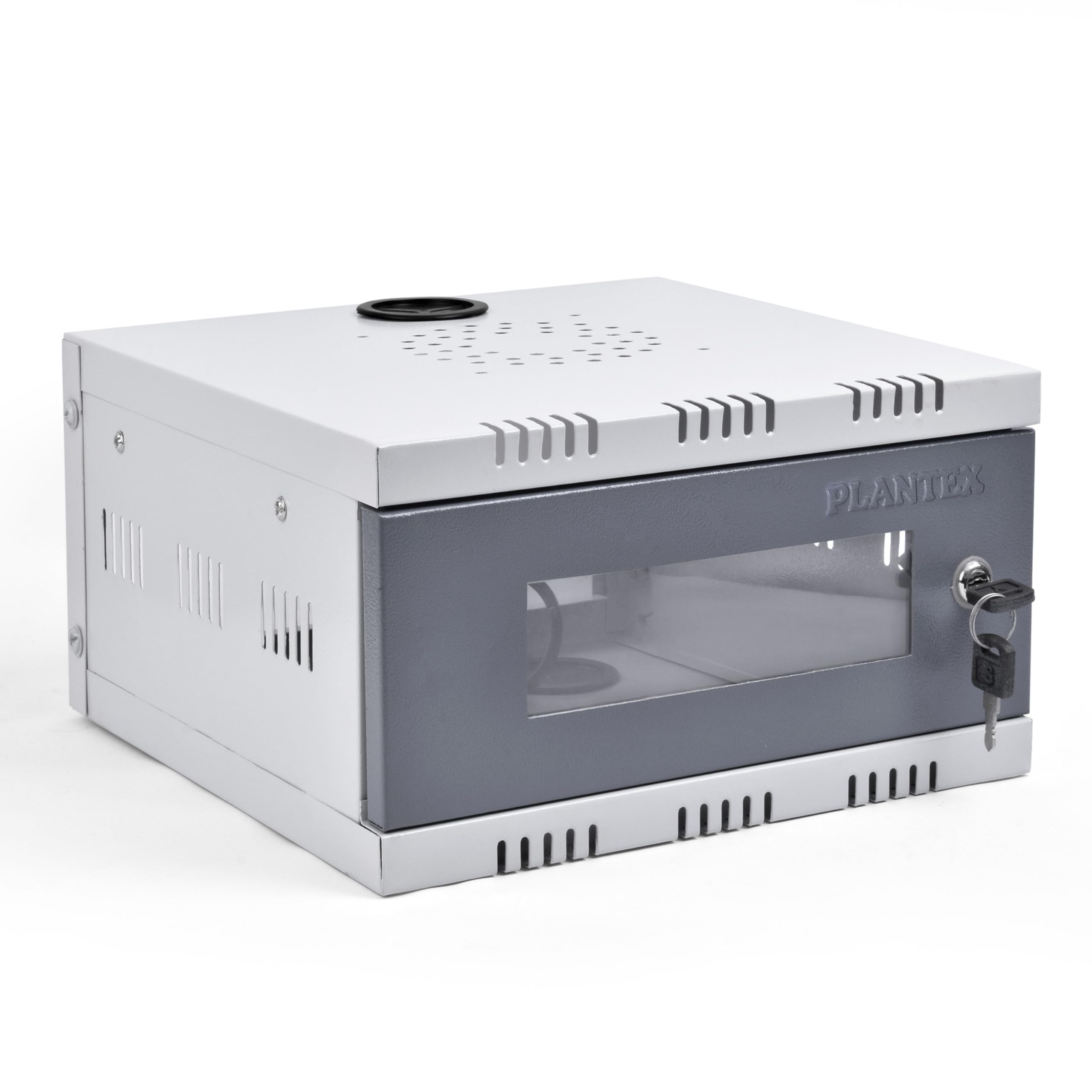 Plantex CCTV/DVR/NVR Cabinet Box/DVR Rack Wall Mount with Lock/Network Rack/Server Rack with Power Socket - 1U