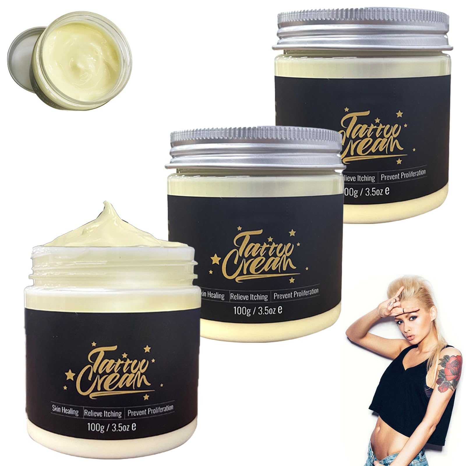 VERAMY Dr.Mider Tattoo Cream,Tattoo Aftercare Butter Balm,Tattoo Butter Cream,Natural Organic Tattoo Cream Moisturizer for Old & New Tattoos Healing Brightener Color Enhance(3Pcs)