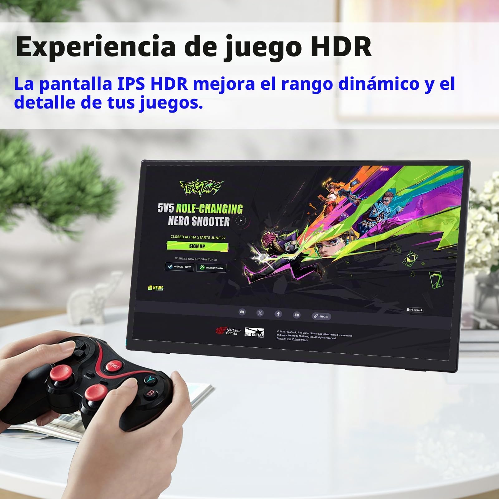 GeeekPi Monitor portátil de 18,5 Pulgadas, 1920 x 1080 IPS, Pantalla táctil de 120 Hz, 1080P, Pantalla táctil con HDMI USB-C, Altavoces Integrados, Soporte VESA para Xbox PS4/5, portátil, Mac, PC