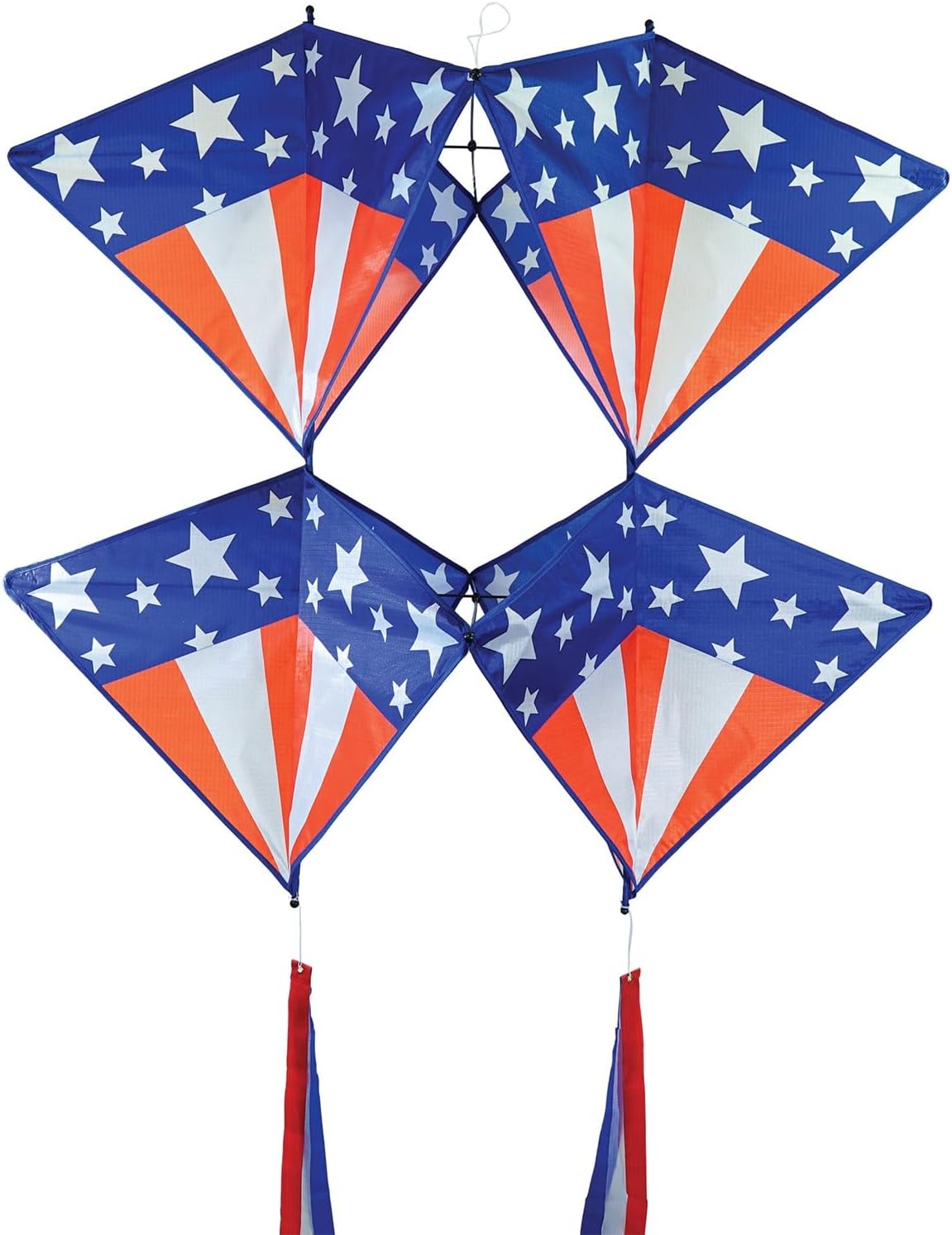 In the Breeze 3372 — Stars & Stripes Tri-Kite — Large Patriotic Cellular Single-Line Kite with Color-Coordinated Streamer Tails; Kite Line Included…