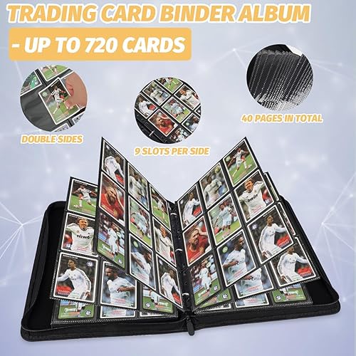 Miniatura 5 de Carpeta de tarjetas intercambiables, carpeta de álbum de colección de tarjetas con 720 bolsillos laterales de carga, carpeta de álbum de 9 bolsillos
