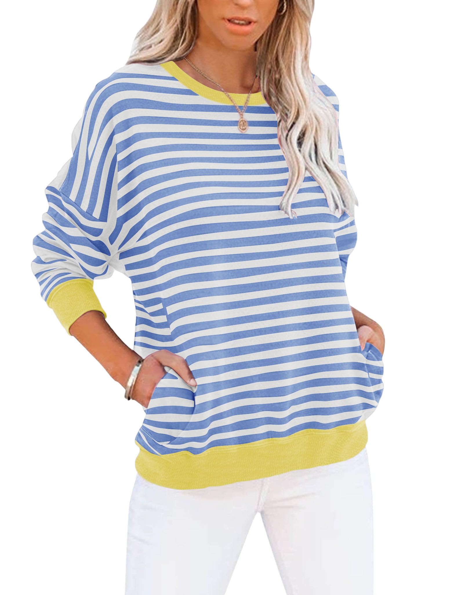Minclouse Women's Casual Long sleeves Sweatshirt Tops Basic Loose Fit Mock Turtleneck Lightweight Tunic Pullover With Pocket