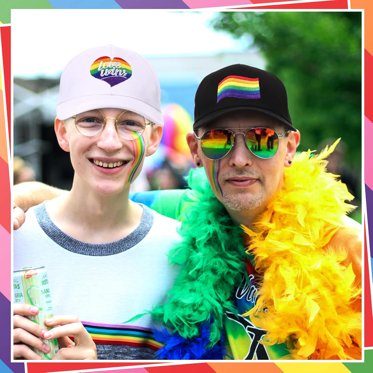 Xuhal 6 Pcs Embroidered Pride Rainbow Hat for Men Women LGBT Baseball Hats Adjustable Washable LGBTQ Cap Gifts