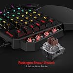 Redragon K585 DITI One-Handed RGB Gaming Keyboard, Mechanical Gaming Keypad with 7 Onboard Programmable Macro Keys and Detachable Wrist Rest, Portable 42 Keys in Brown Switches for Laptop
