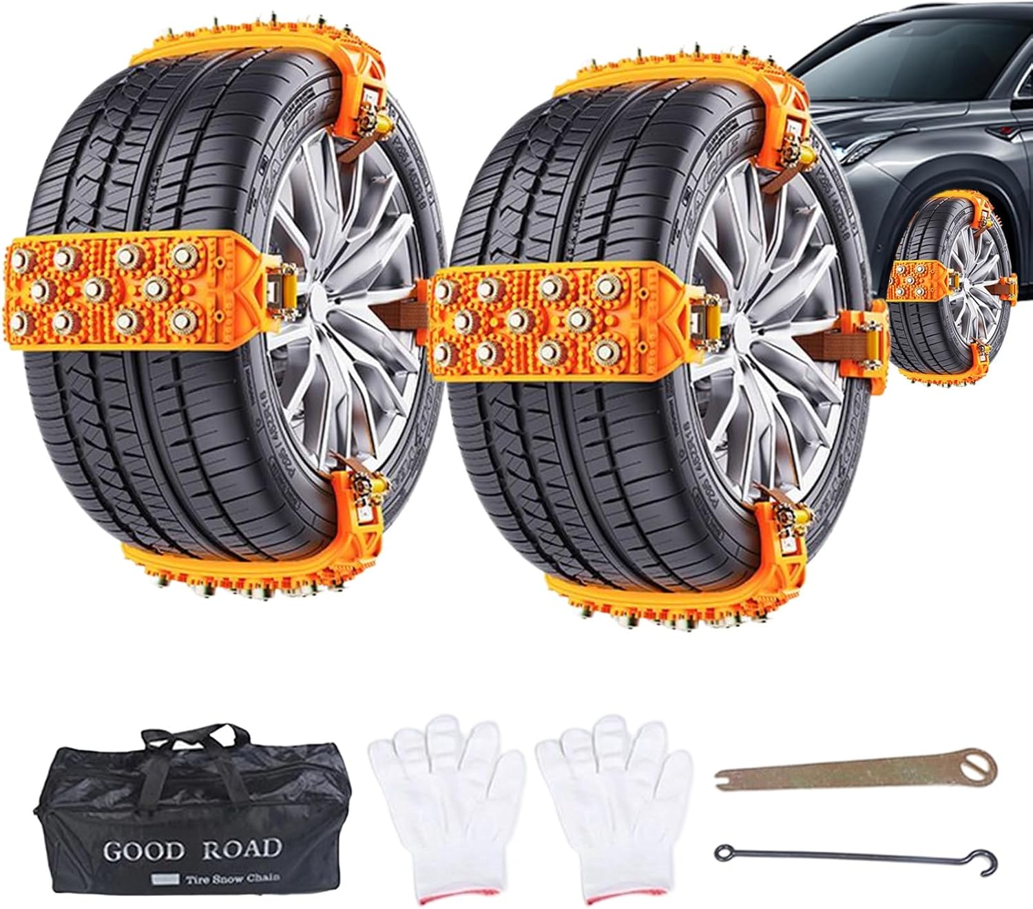 Snow Chains for Trucks | Assembly in 5 Seconds Traction Grips | For Wheels 165-265mm Non-Slip Lawn Tractor - For Winter Snow Mud Ice Safe Travel Lawn Mower SUV Trailer