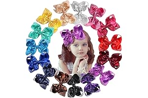 15Pcs 6 Inch Glitter Hair Bows with Alligator Hair Clips