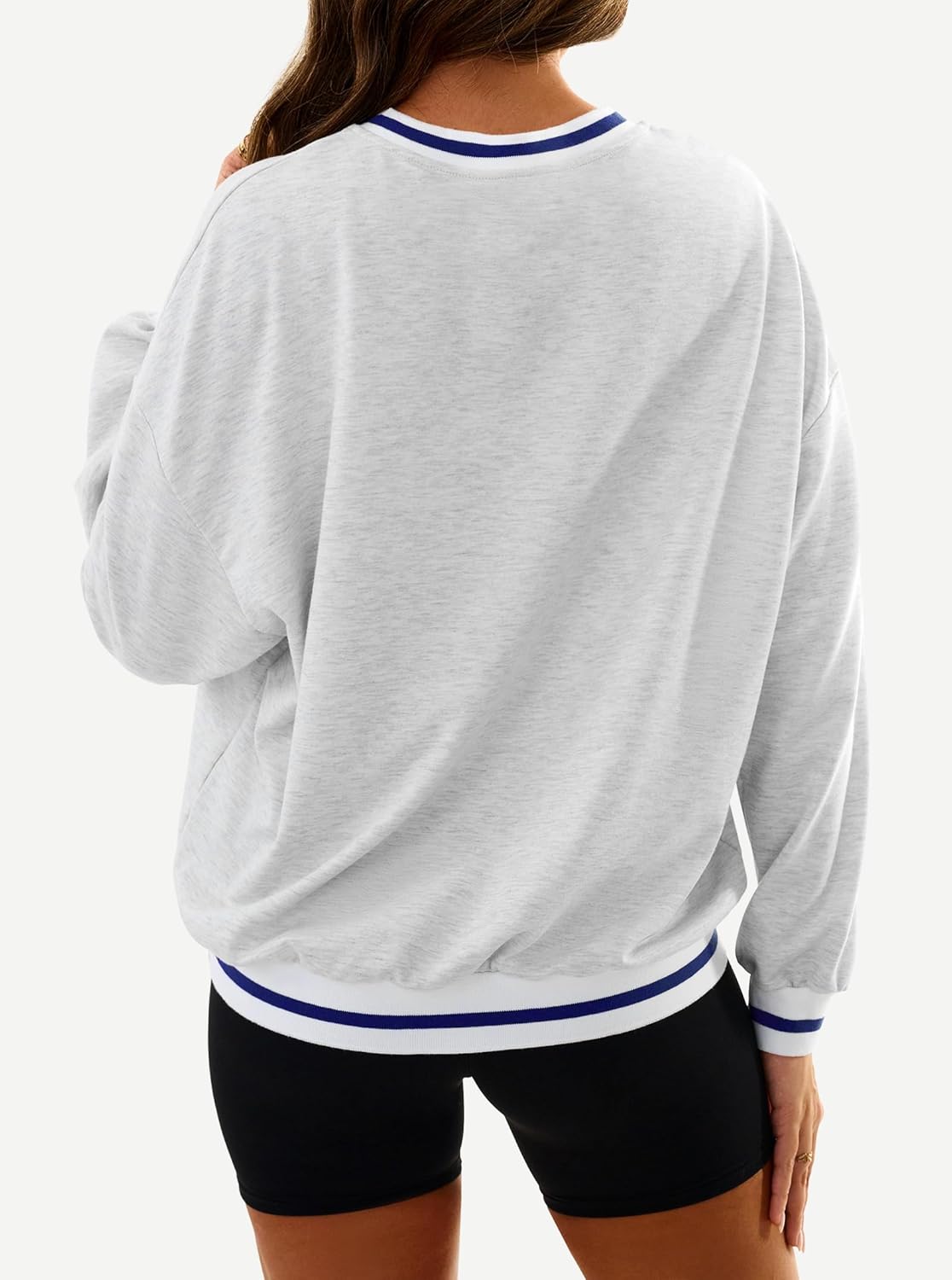 Hilinker Womens Graphic Oversized Sweatshirts V Neck Long Sleeve Pullover Tops - Image 3