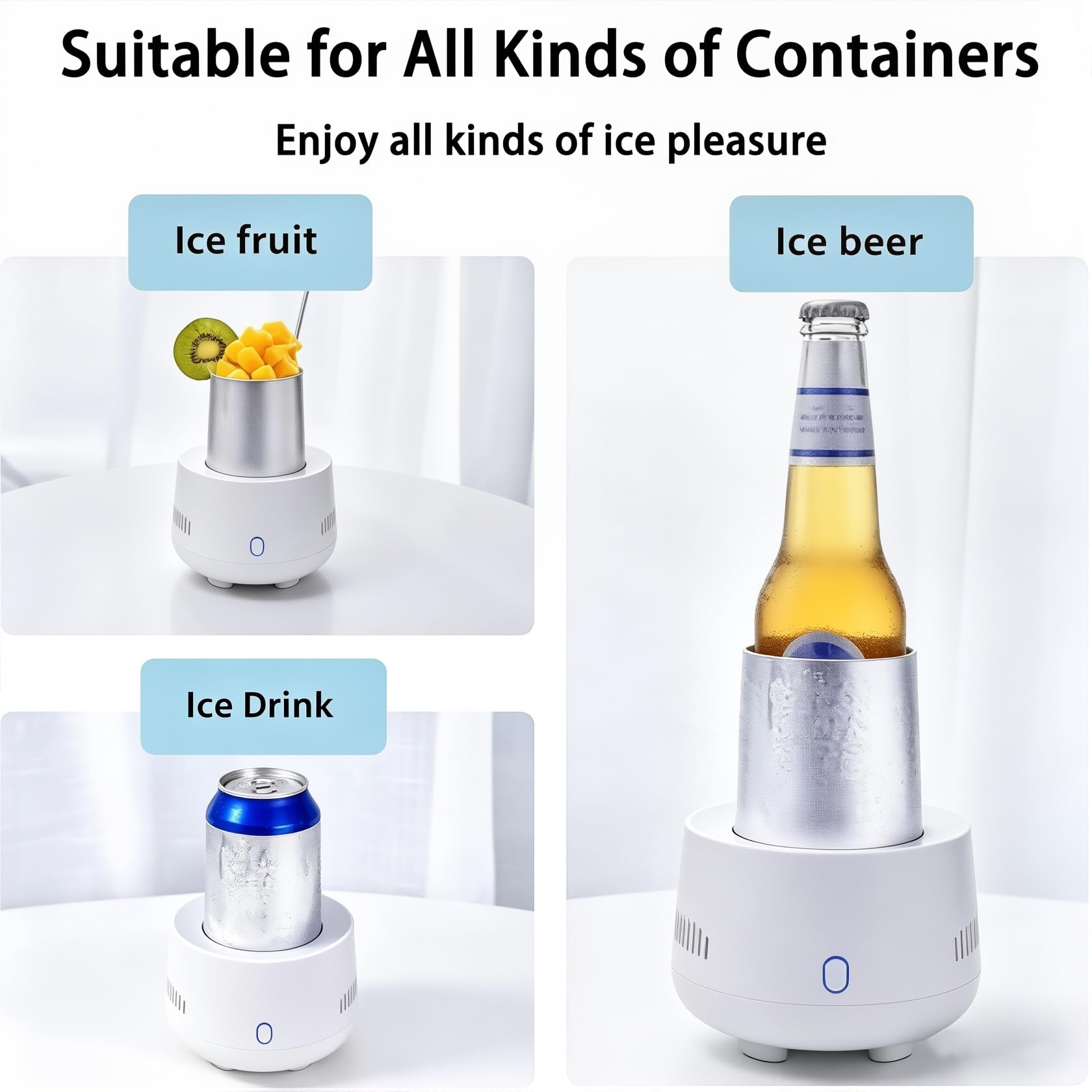 Enfriador de bebidas portátil USB, taza de enfriamiento rápido con 15 minutos de tiempo de enfriamiento, enfriador de control de temperatura de 24 horas para uso doméstico y de viaje