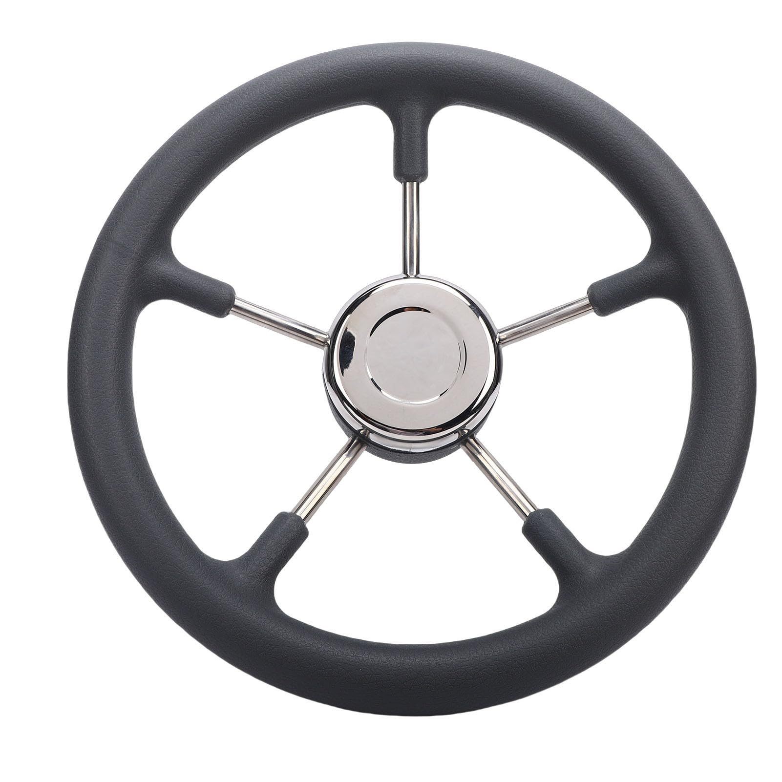 Tbest Volante para Barco de Acero Inoxidable de 13 Pulgadas, Dirección para Barco de Acero Inoxidable Estilo DestroyerRueda con Empuñadura de Espuma, 5 Radios, ángulo de 15 Grados