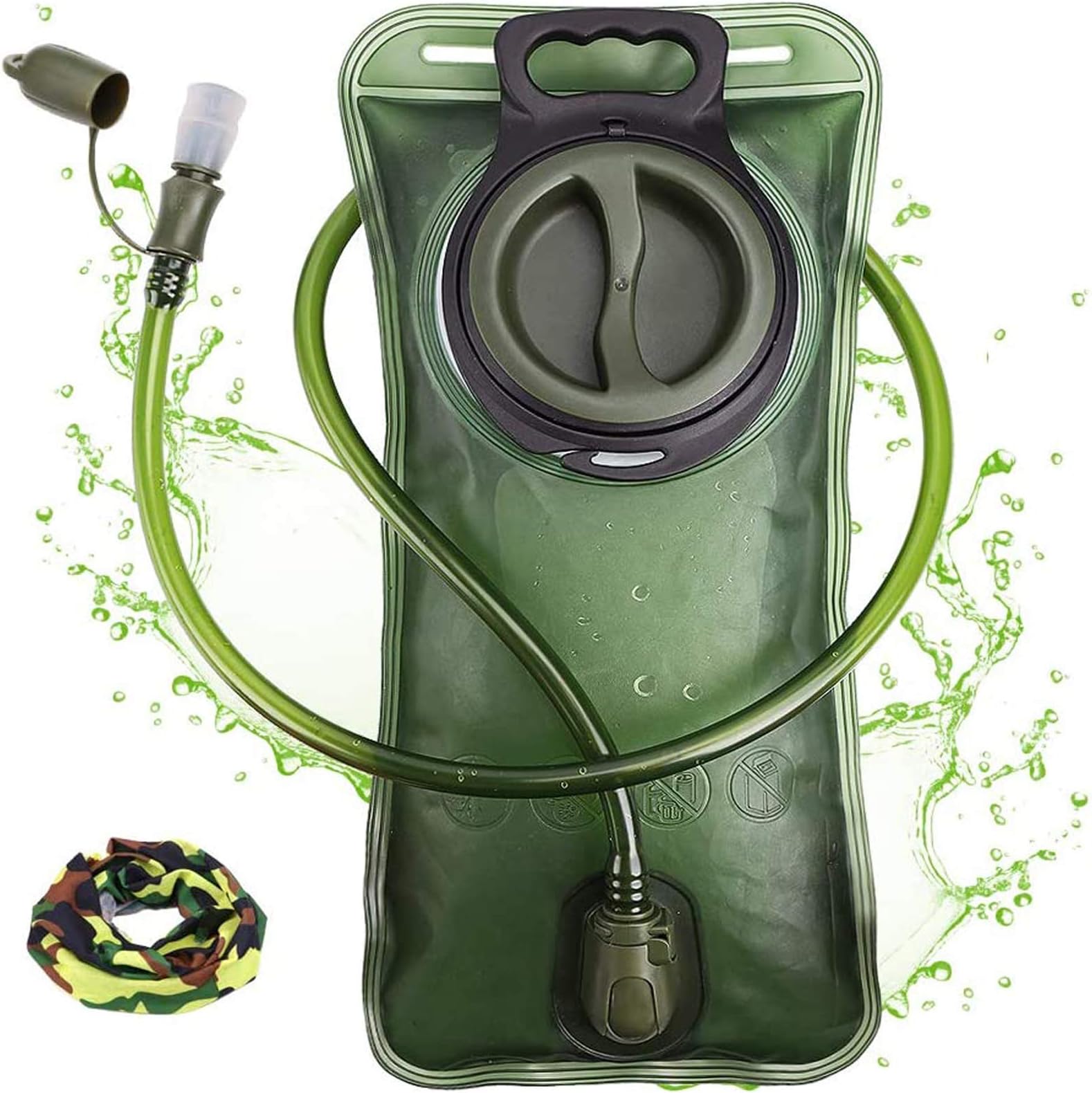 – Hydration Bladder 2 Liter Leak Proof Water Reservoir, Military Water Storage Bladder Bag, BPA Free Hydration Pack Replacement, for Hiking Biking Climbing Cycling Running, Large Opening,(Green)