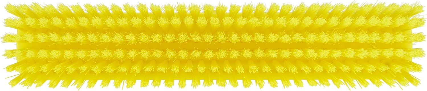 Vikan 31756 16" Heavy-Duty Push Broom, Soft/Stiff, Yellow