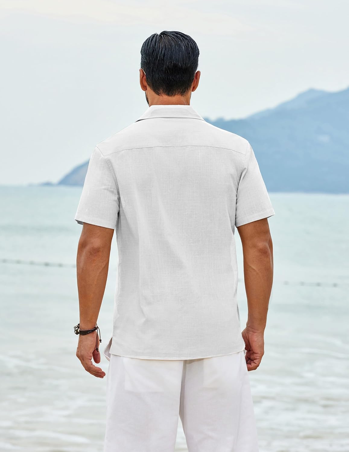 COOFANDY Men's Cotton Shirts Short Sleeve Button Down Shirts Casual Beach Summer Cuban Collar Shirt - Image 4