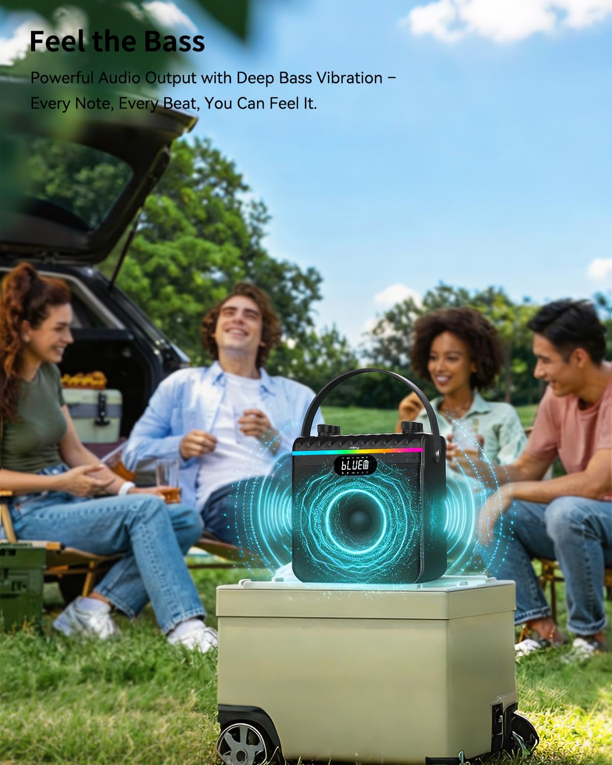Enceinte karaoké Bluetooth avec woofer, Tweeter et 2 micros sans Fil