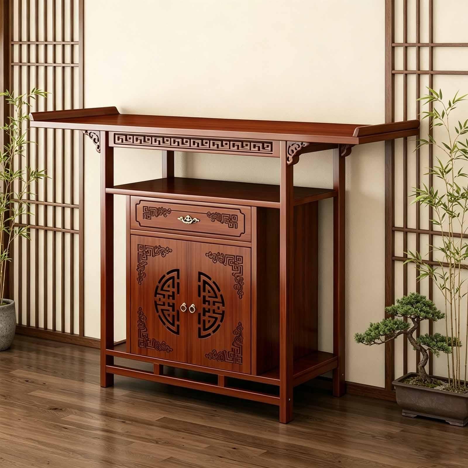 Mesa De Altar De Bambú, Santuario Para El Hogar, Mesa De Meditación,