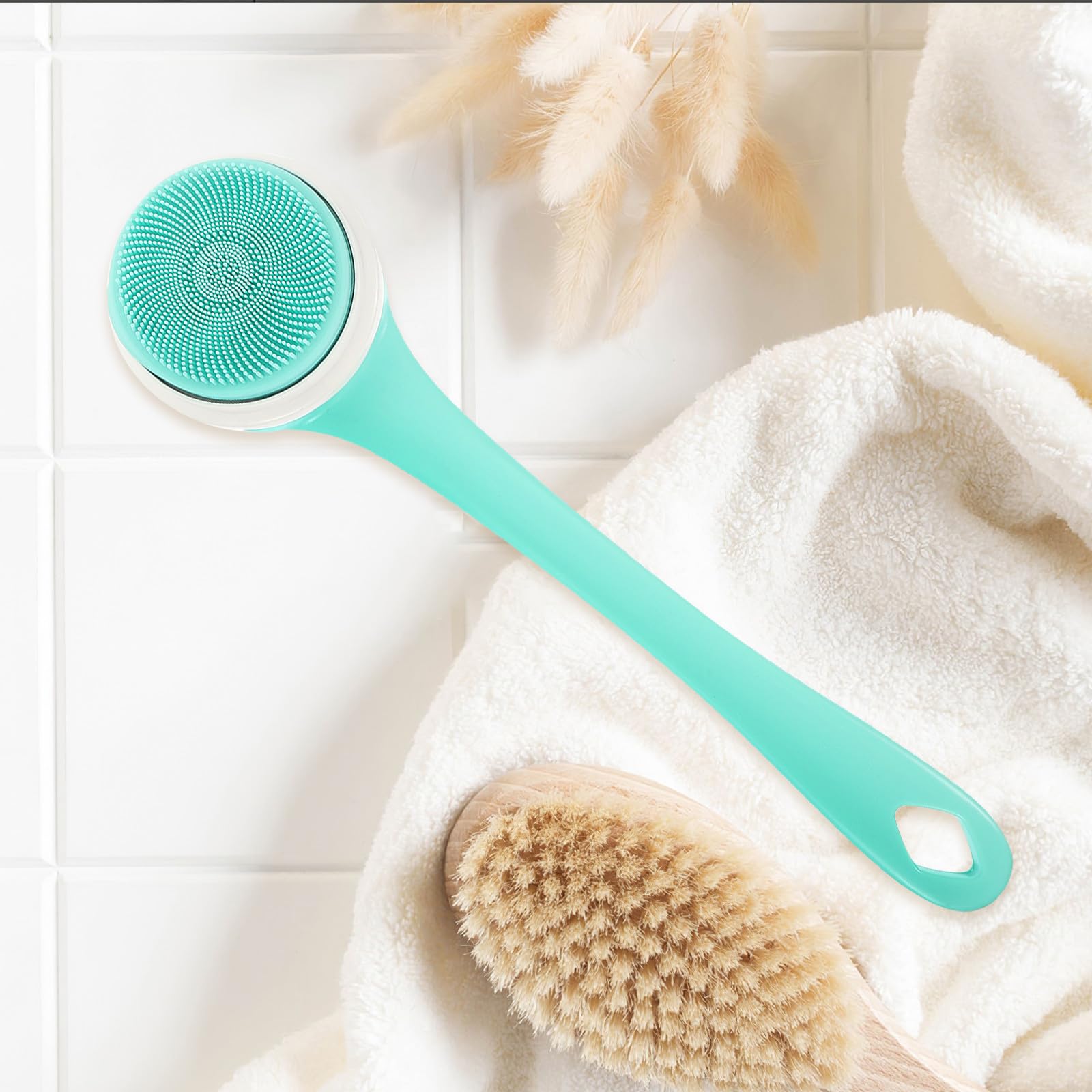 Elektrische Rückenwaschbürste für Dusche mit 1800mah, Grün