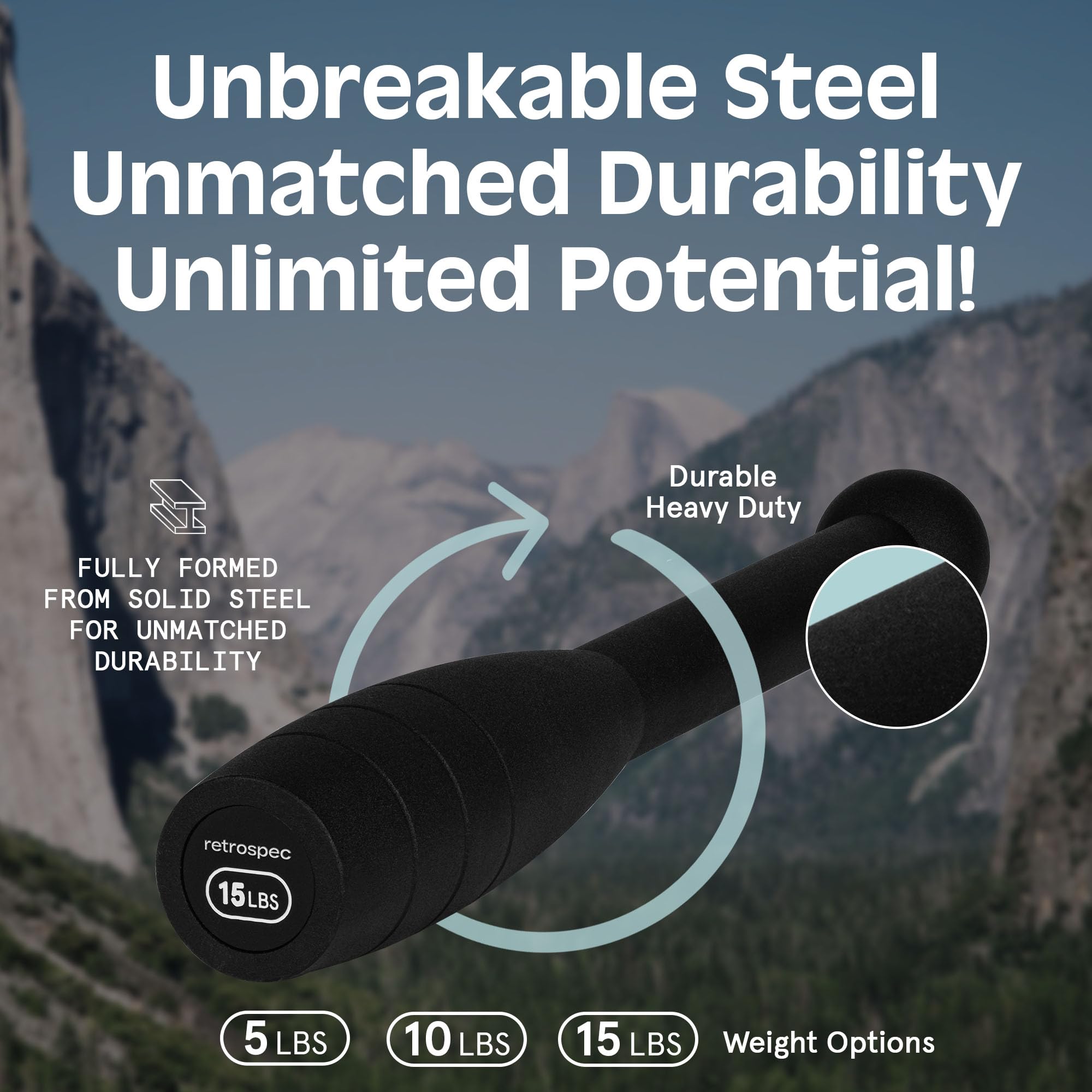 Retrospec Steel Club SC- 10lb for Men & Women's Strength Training & Full Body Workouts, Matte Black