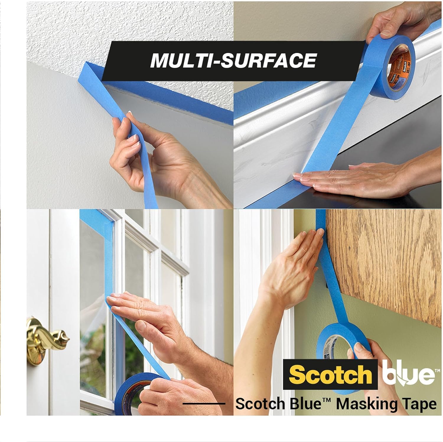 ScotchBlue Cinta de Enmascarar Multisuperficie, 3 Rollos (48 mm x 41 m) Cinta de Pintor Azul Scotch para Pintar y Decorar, Interior y Exterior, 100% PEFC