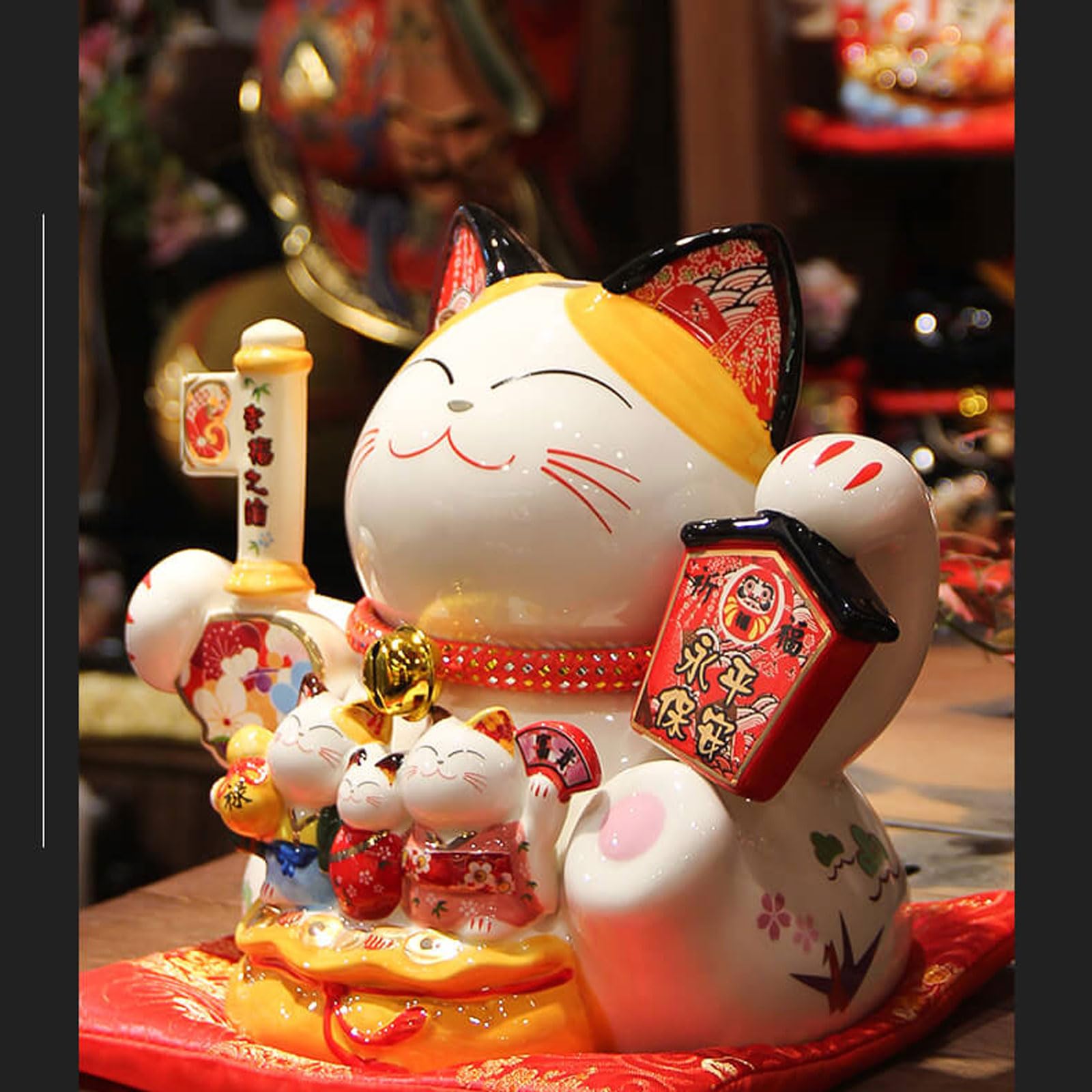 Ceramiczny szczęśliwy kot, ozdoba kota Maneki Neko , ozdoba na prezenty noworoczne, ozdobne ozdoby, bogactwo dobrobytu, rzeźba kolekcjonerska, ozdoby samochodowe do domu