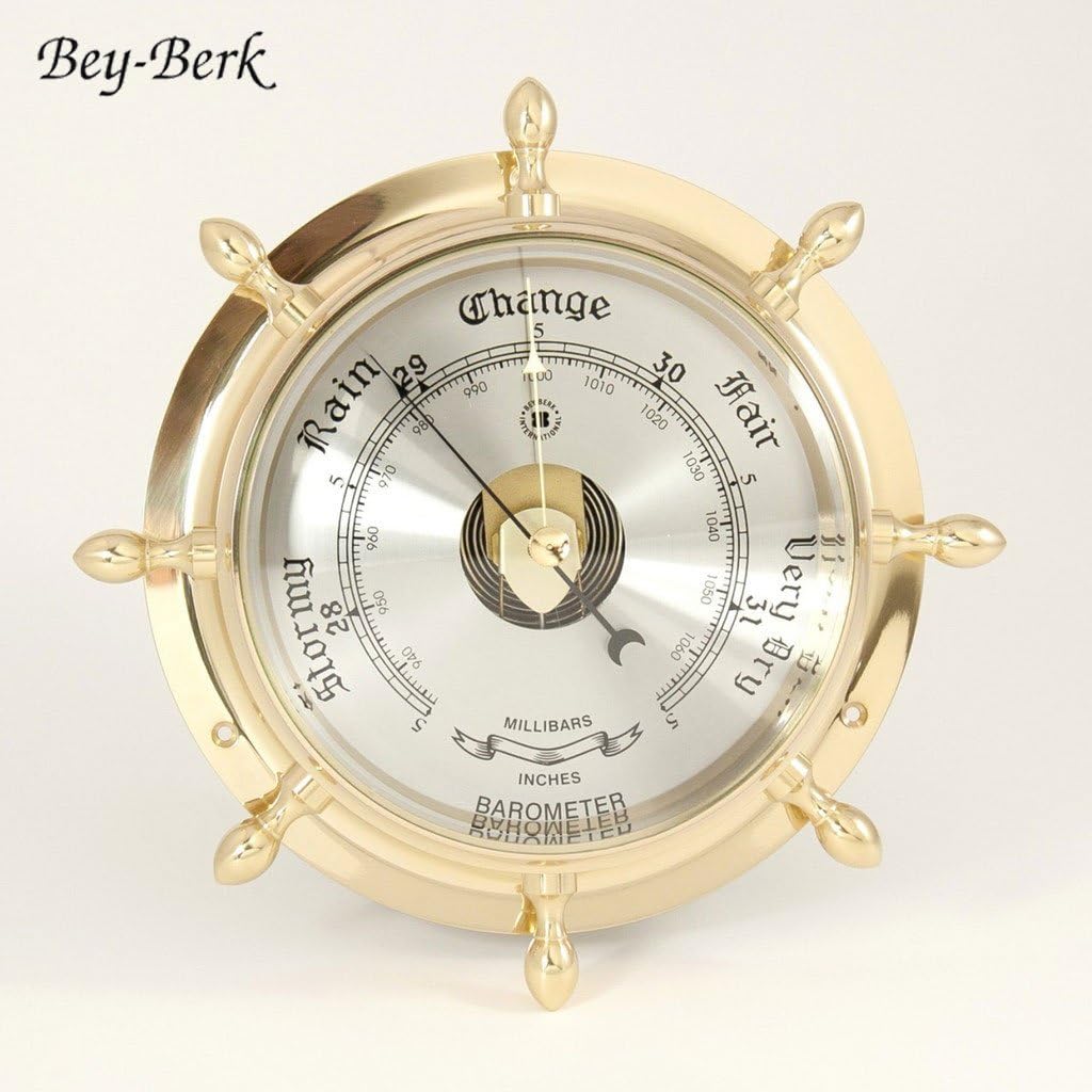 Brass Ships Wheel Precision Barometer Boat Clocks And