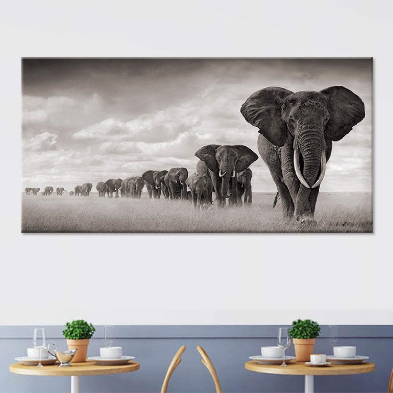 Naturaleza animal salvaje elefante lienzo pintura carteles impresiones arte de la pared imágenes para la sala de niños decoración del hogar 40x80 cm marco interno