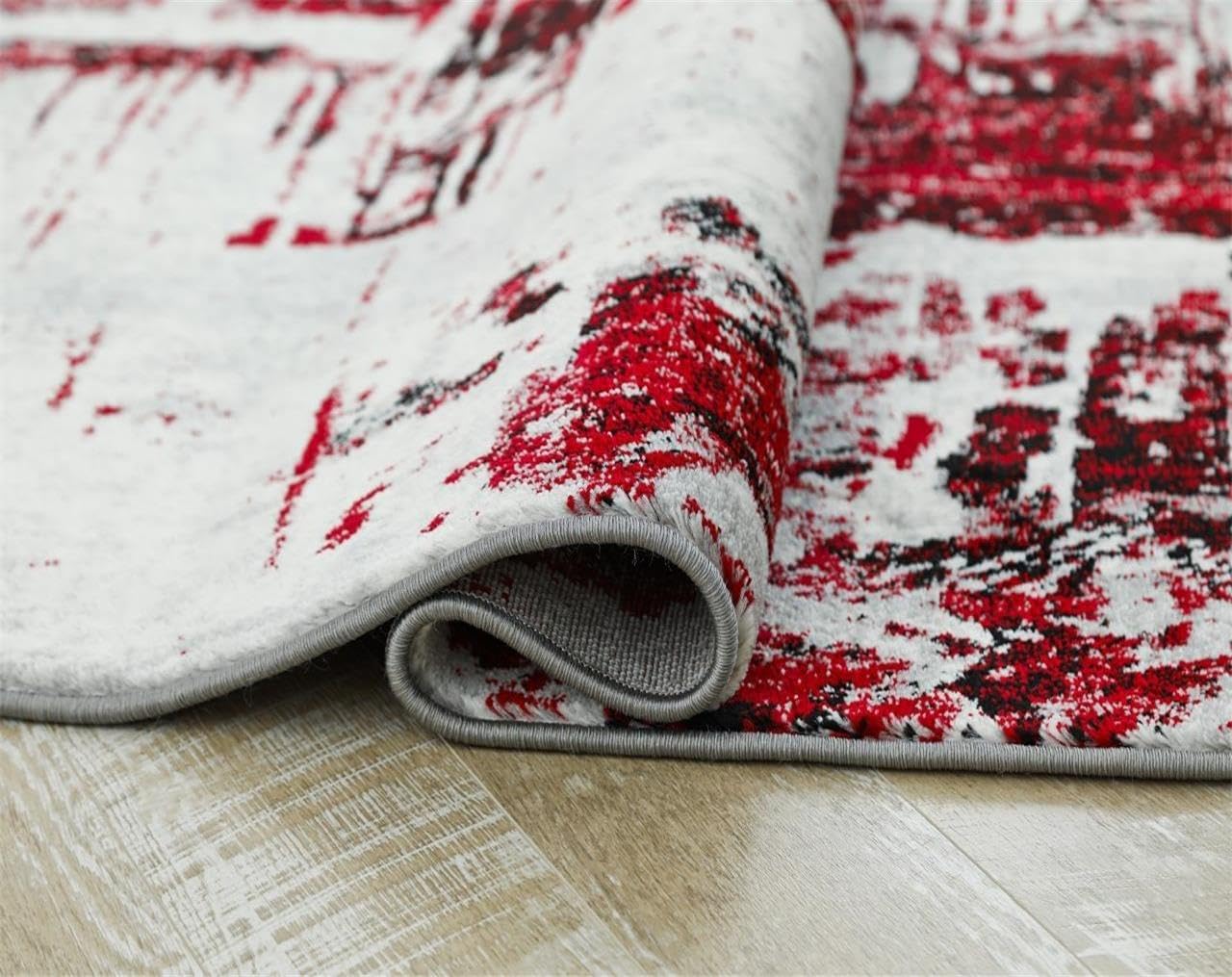 LUXE WEAVERS Contemporary Abstract Area Rug, Red 5x7