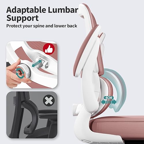 Miniatura 4 de TRALT Silla de oficina  Silla de escritorio ergonómica con soporte lumbar ajustable, silla de computadora de malla, sillas ejecutivas para oficina