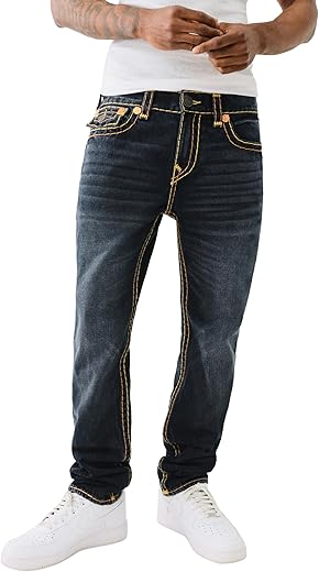True Religion Rocco Super T Flap Jeans Herren – Slate Dark Skinny Fit