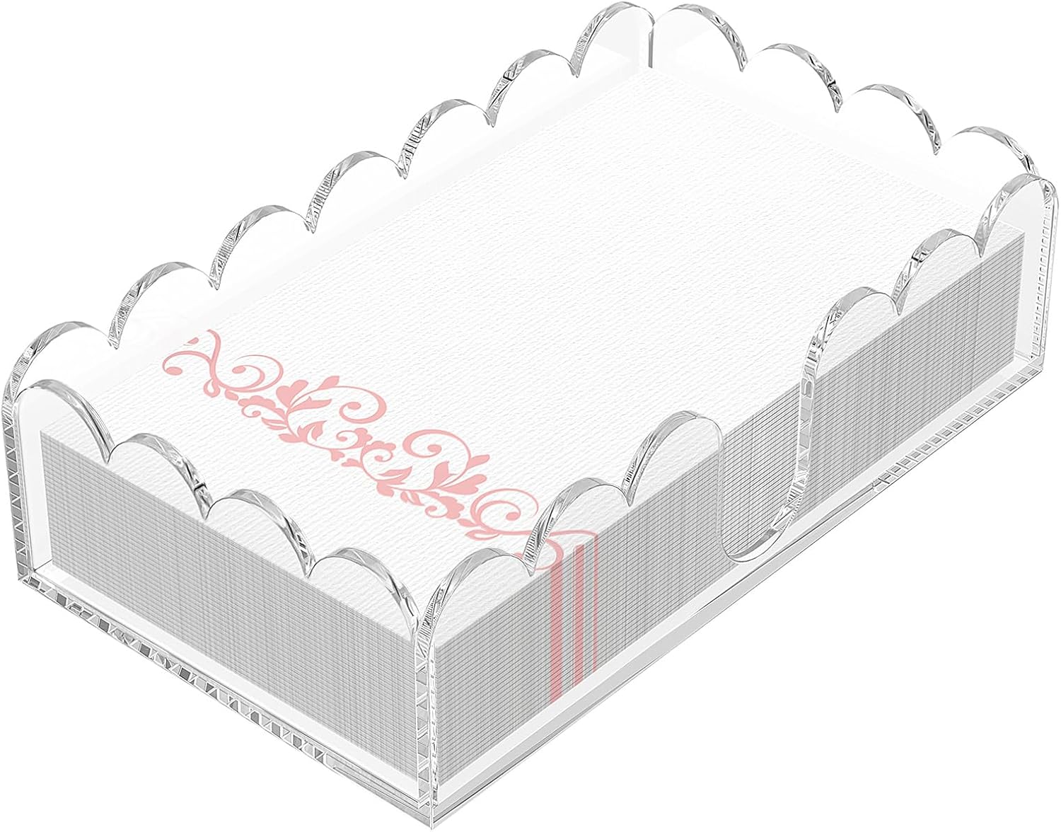 YAGELI Clear Acrylic Napkin Holder, Scalloped Cocktail Napkin Dispenser