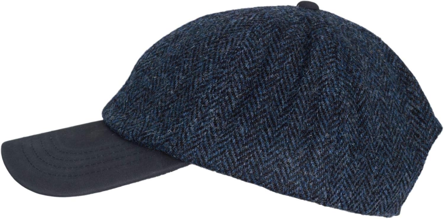 Walker and Hawkes Unisex Harris Tweed Brungton Baseball Cap w/Suede Leather Peak - Classic Tweed Hat for Stylish Comfort