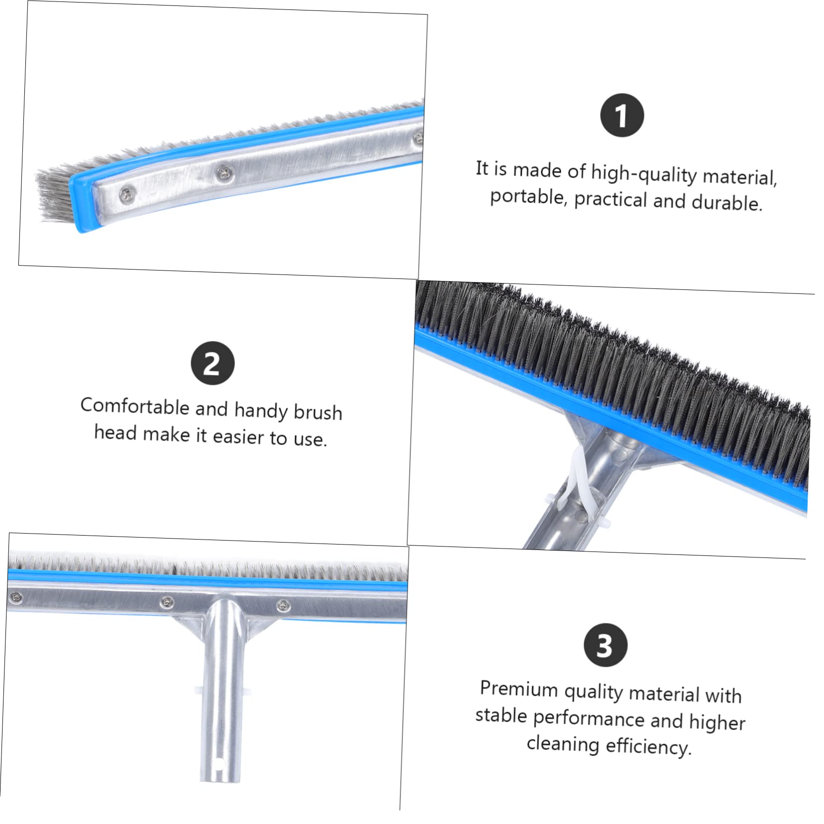 Brosse de Nettoyage pour Piscine Acier Inoxydable Brosse Remplaçable Pratique pour Murs Fond de Piscine