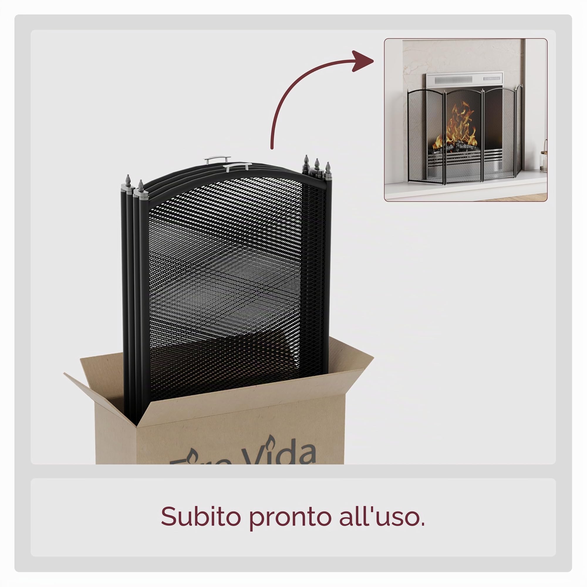 Fire Vida Stanton 4 Panel Spark Guard, Metallo, Nero