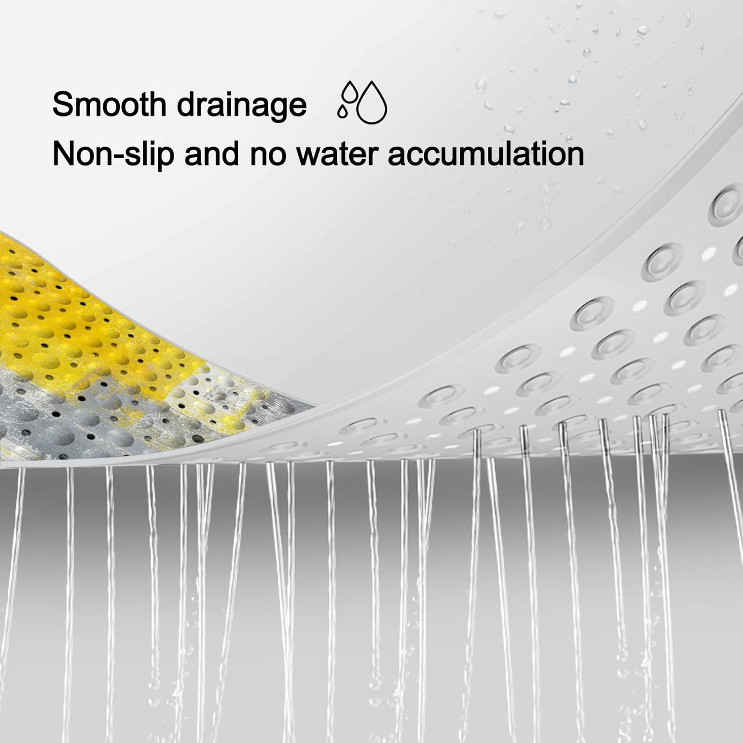 LNOND イエローとグレー バスタブマット ノンスリップ 40&times;16インチ 浴室用浴槽マット 抽象アート 浴槽シャワーマット 排水