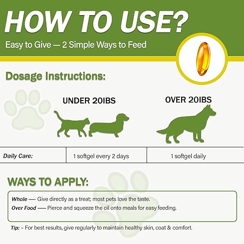 Miniatura 4 de Cápsulas de aceite de pescado Omega 3 para perros – Apoya el corazón, la piel y el pelaje, suplemento para perros con EPA y DHA | 120 cápsulas