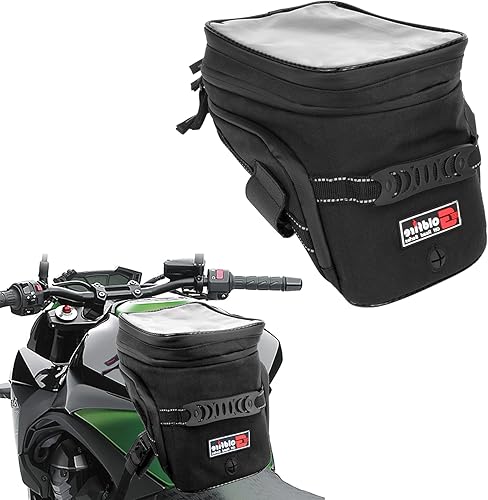 Miniatura 7 de PSLER Bolsa para tanque de motocicleta, bolsa para tanque de combustible de gasóleo, bolsa impermeable para silla de montar, bolsa de hombro