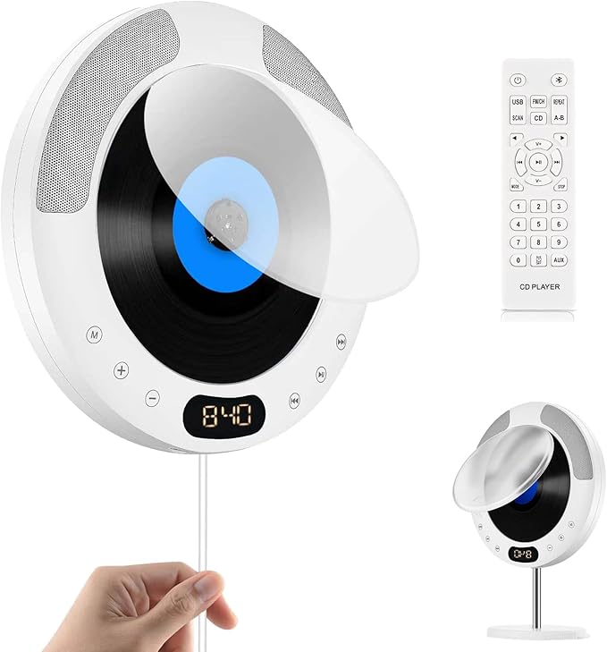 Amazon.com: Circular CD Player with Bluetooth, Wall Mountable CD Player ...