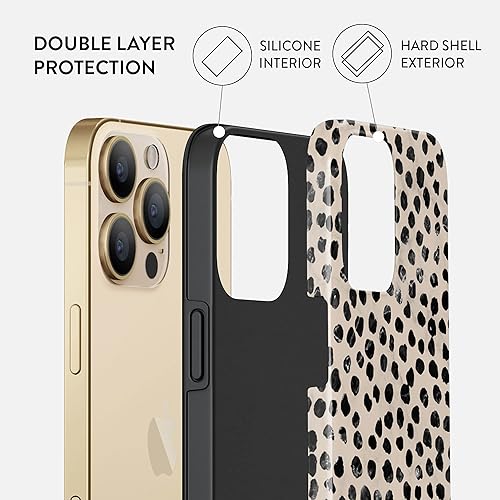 Miniatura 4 de BURGA Paquete de funda para iPhone 13 PRO con patrón de lunares negros y funda rígida para Airpod compatible con Apple Airpods Pro, color almendra
