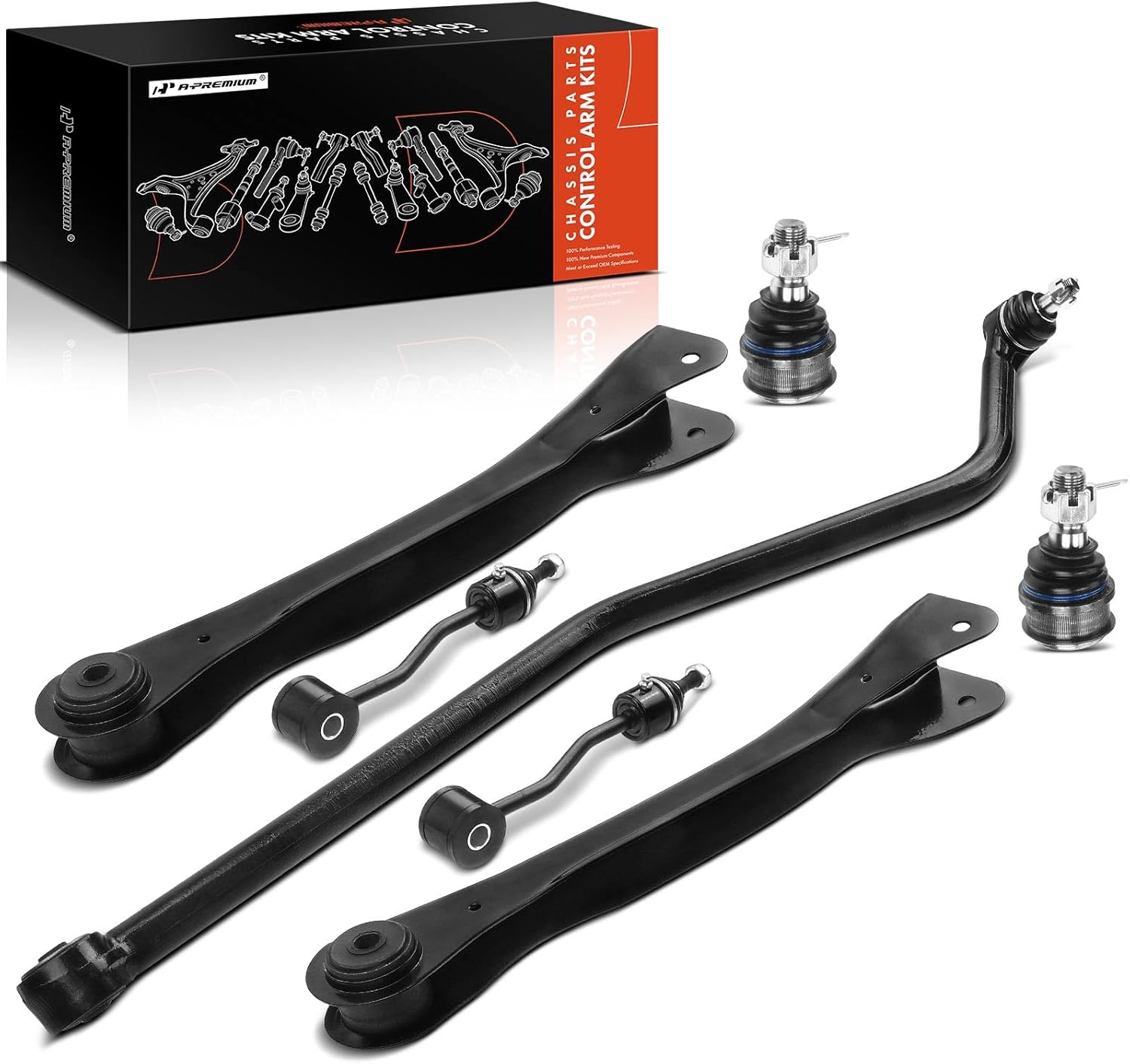 A-Premium 7Pcs Front Suspension Kit, Upper Control Arm, Sway Bar Link, Lower Ball Joint, Track Bar, Compatible with Jeep Wrangler 1997-2006, TJ 1997-2006, 4WD Only
