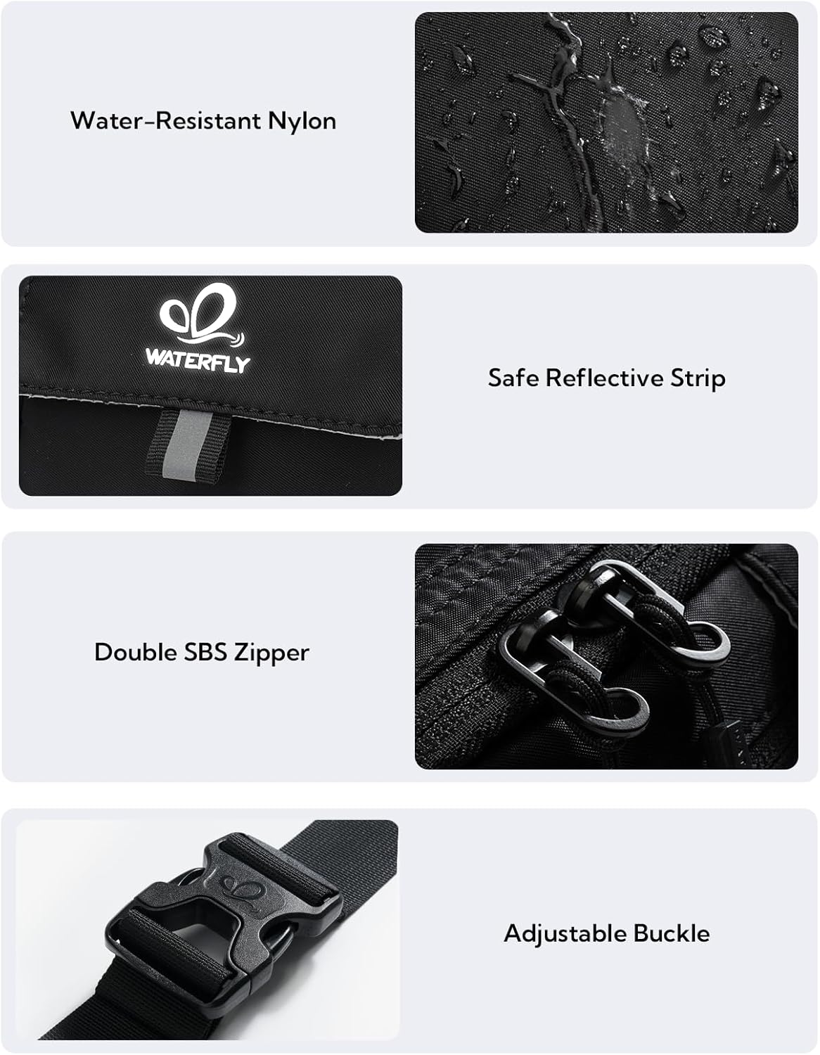 WATERFLY Fanny Pack Waist Bag: 3L Large Waist Pack with Anti-Theft RFID Blocking, 9 Pockets & Adjustable Belt Water Resistant Hip Pack for Women Men Travel Hiking Running