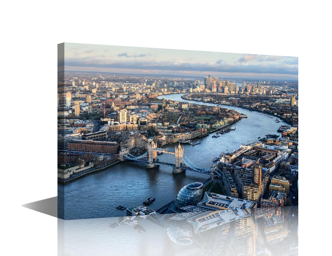 Wall Art for Living Room River Thames and Tower Bridge Canvas Artwork House Bedroom Wall Decor View of London City Poster and Prints Framed Decor House Decoration 16" Wx24 Hx1 Panel