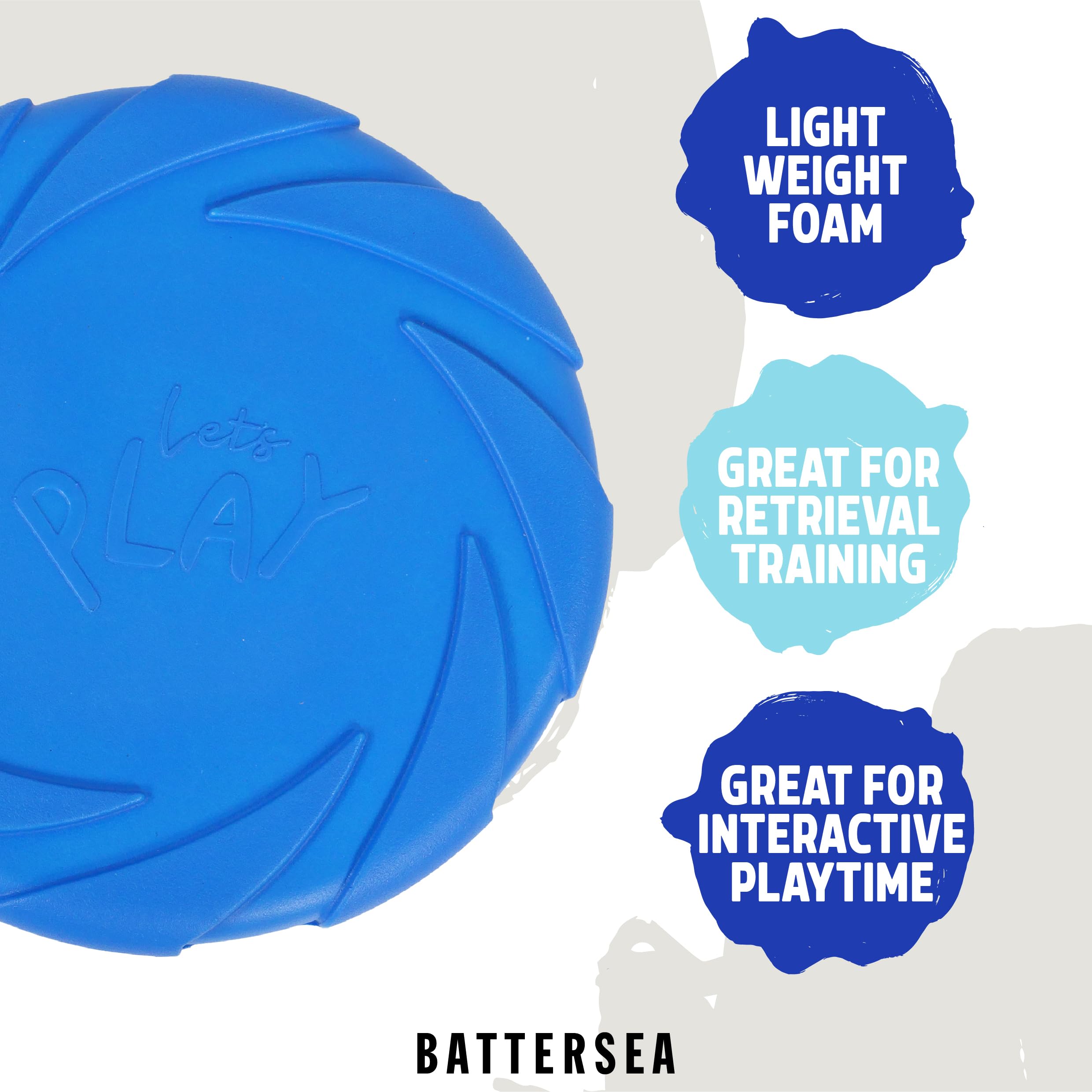 Rosewood Battersea Foam Flyer, Frisbee zabawka dla psa, 23,5 cm x 23,5 cm, niebieska