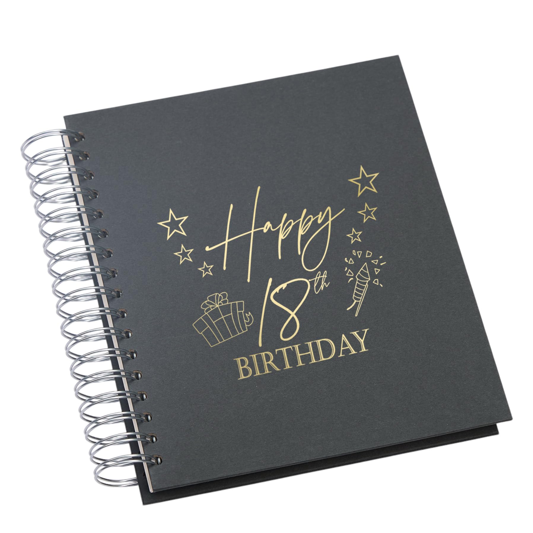 Large 18th Birthday Photo Album Memory Keepsake, Present Design, Multiple Colour Options, Fits 6x4 or 5x7 Photos (Black, 4 x 6 Inch)