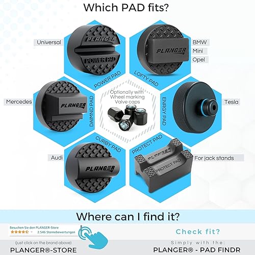 Miniatura 2 de PLANGER - Power PAD Flat - Almohadilla de goma premium para gato de carretilla, elevación de vehículos y soporte de eje - Uso universal - Protege tu