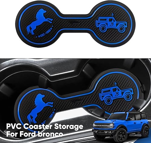 Miniatura 2 de Portavasos para automóvil compatible con Ford Bronco Offroad 2021-2025, posavasos decorativos de silicona para automóvil, accesorios para automóvil