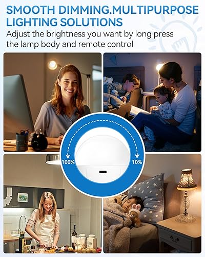 Miniatura 3 de WirelessGlow - Bombillas recargables con control remoto, 3 temperaturas de color y bombillas de batería regulables, control táctil + bombilla