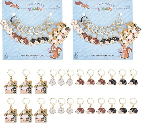 Miniatura 33 de NBEADS 24 piezas de marcadores de puntada de paraguas de gato, dijes de marcadores de punto de crochet de aleación de esmalte, alfileres de falda
