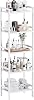 HITNET White Bamboo Bookshelf, Tall Narrow Bookcase 5-Tier Freestanding Bathroom Storage Shelf, Space Saving Plant Display Stand with Adjustable Shelves