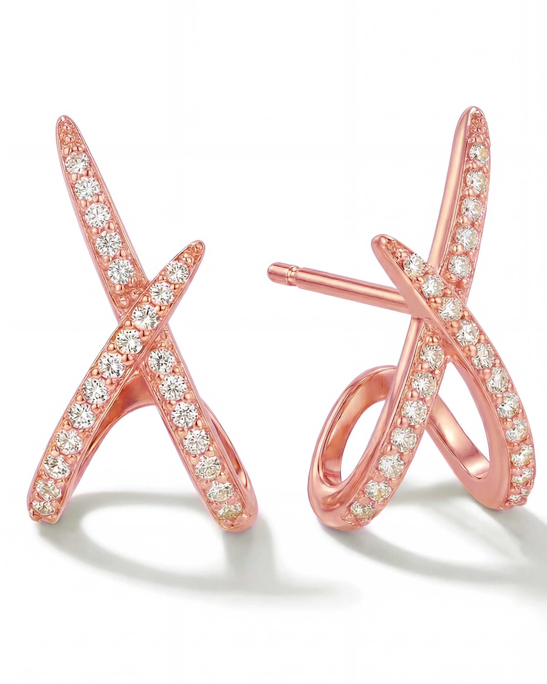 MUMREUES Gold Earrings for Women Trendy 14k Gold Plated X Stud Earrings Hypoallergenic Dainty Simple Minimalist Cubic Zirconia Earrings Jewelry Gifts