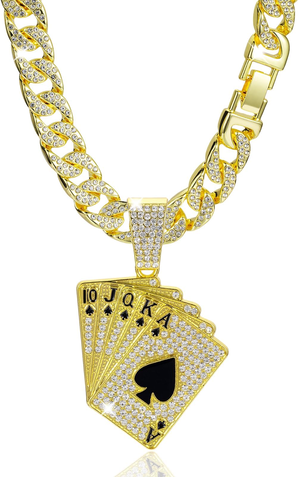 EDINGM Cuban Link Chain for Men, Miami Mens Chain Silver Gold Plated Bling Necklace Diamond Chain for Men Iced Out Chain Hip Hop Jewelry