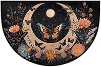 Vista 5 de Tapete semicircular para puerta, diseño de luna y mariposa, antideslizante, absorbente, tapete de bienvenida para puerta delantera, tapetes