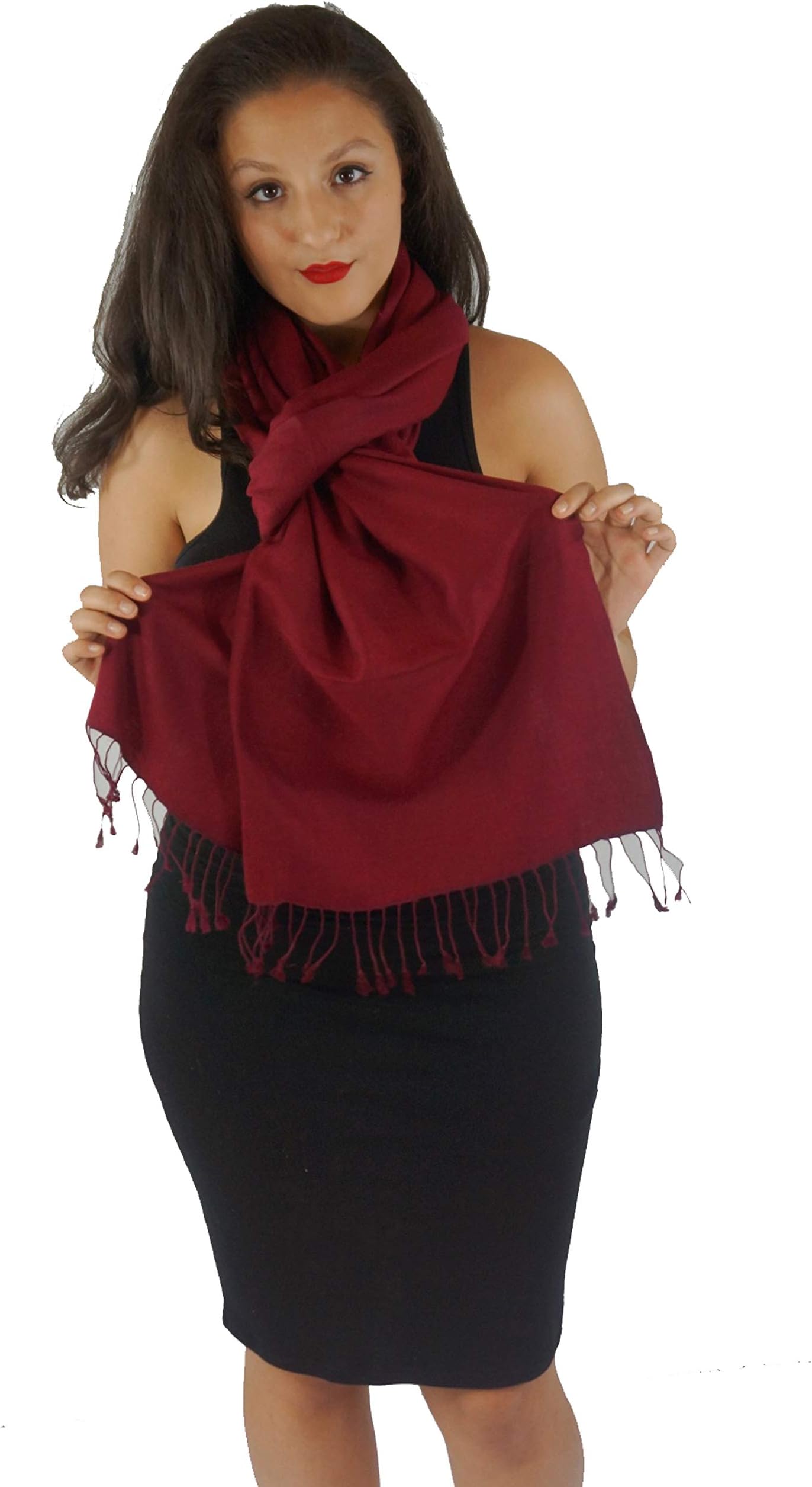 Cashmere Pashmina Group: Solid Pashmina Shawl, Scarf, Wrap & Stole (Large size) Bordeaux